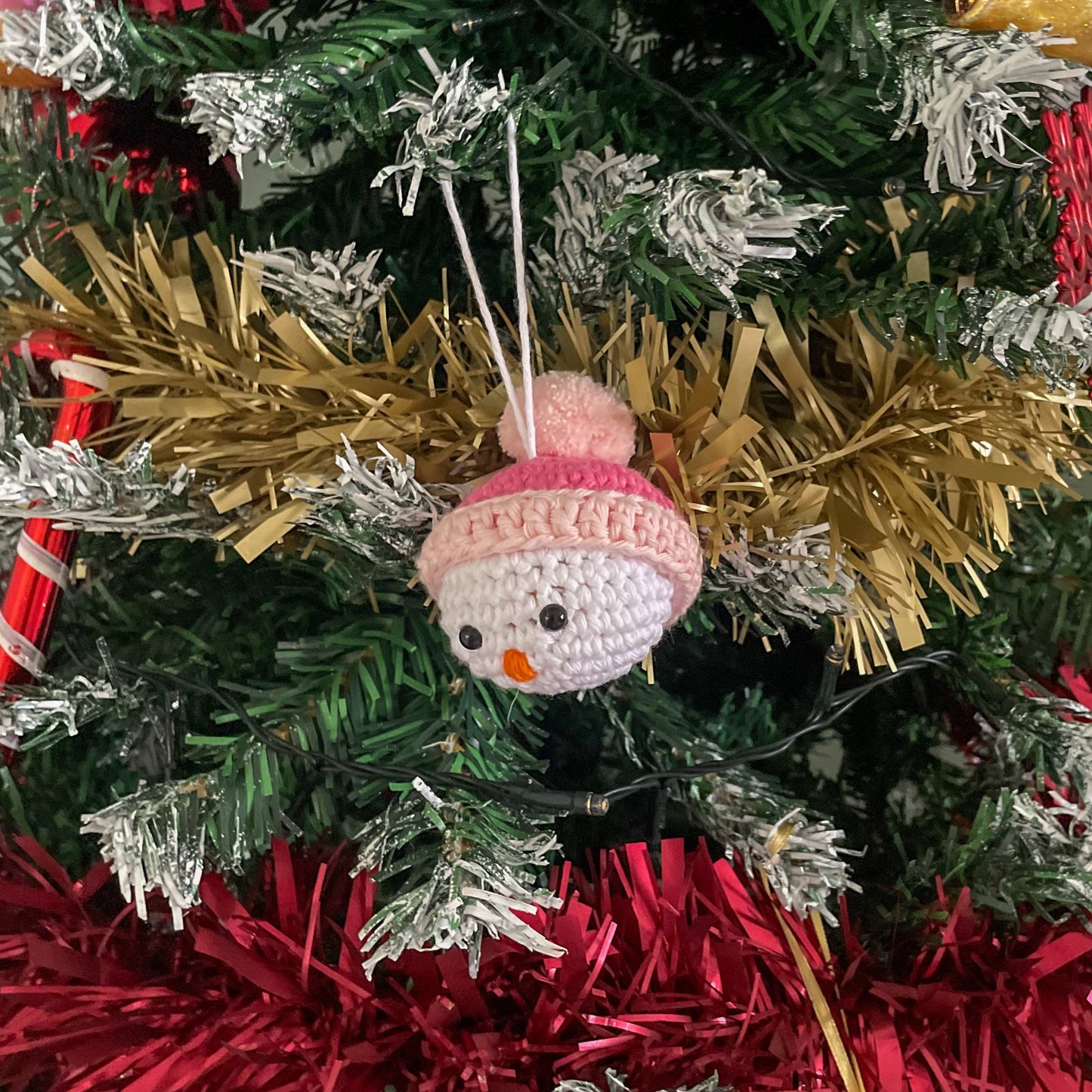 Crochet Snowman with Hat Bauble