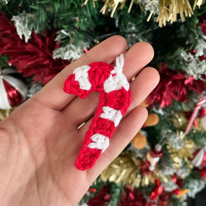 Crochet Candy Cane Christmas Tree Ornament