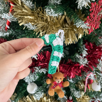 Crochet Candy Cane Christmas Tree Ornament