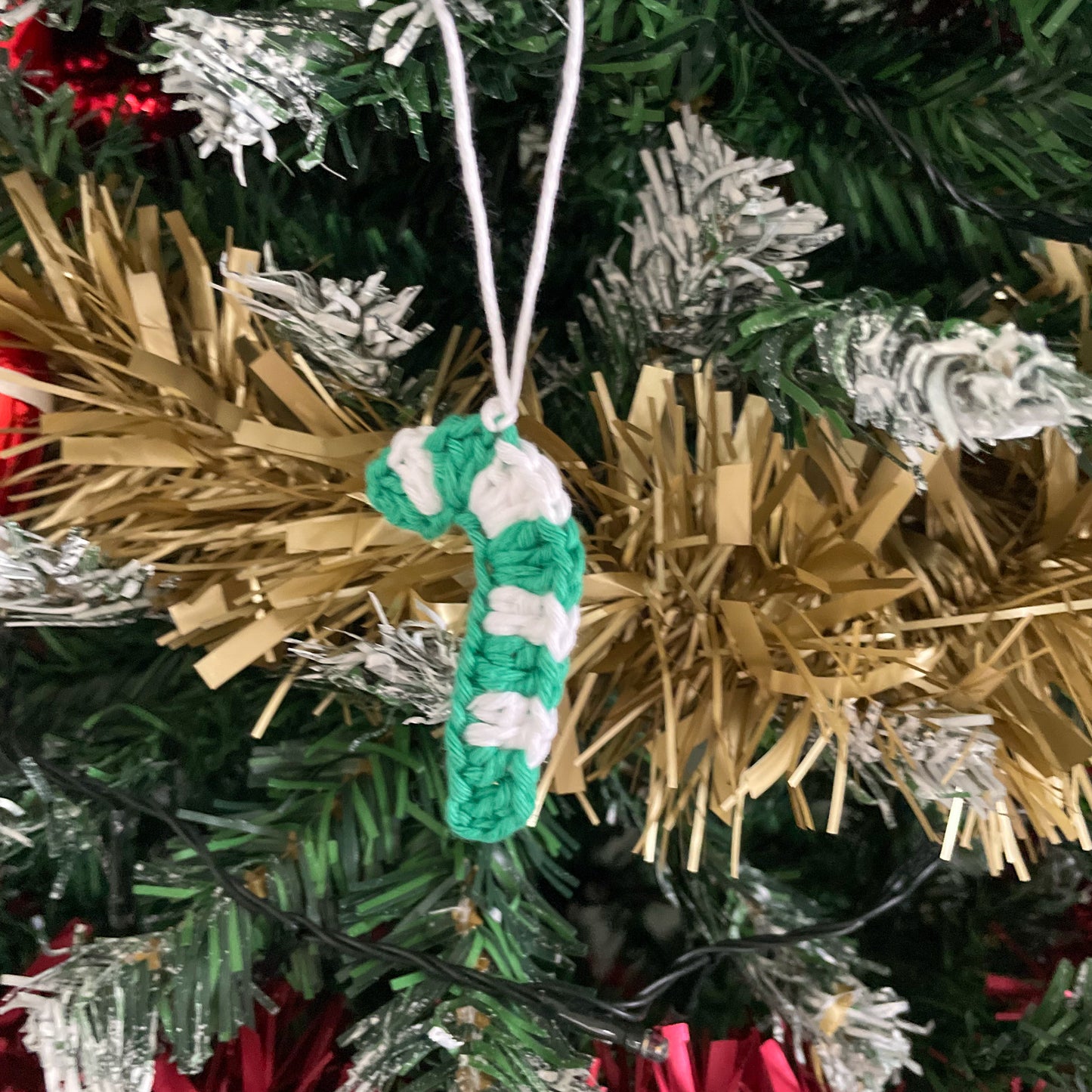 Crochet Candy Cane Christmas Tree Ornament