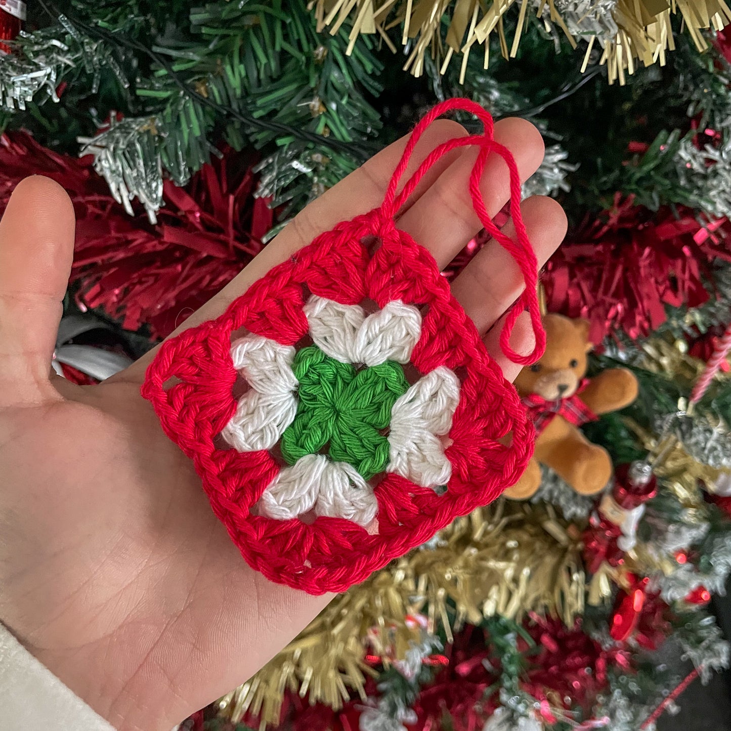 Crochet Granny Square Christmas Tree Ornament