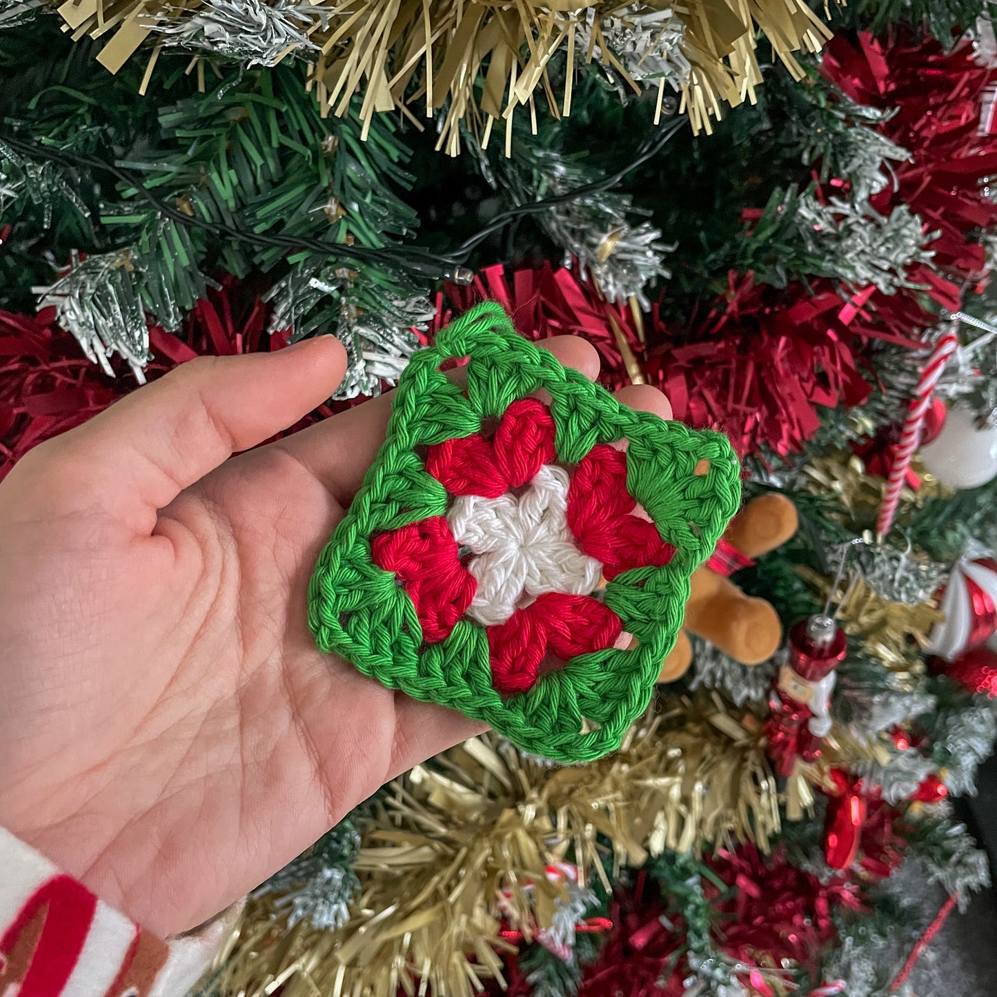 Crochet Granny Square Christmas Tree Ornament