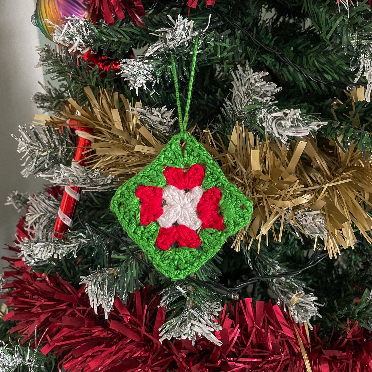 Crochet Granny Square Christmas Tree Ornament