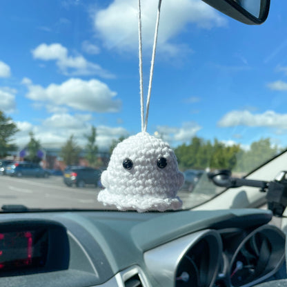 Crochet Ghost Car Charm | Halloween