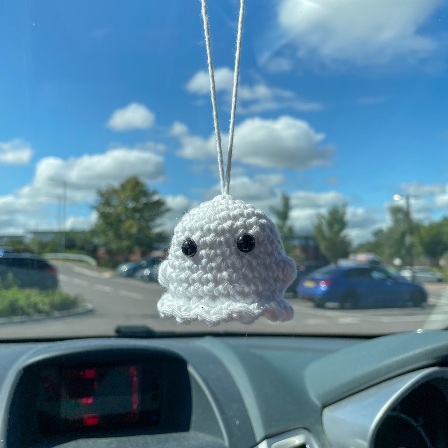 Crochet Ghost Car Charm | Halloween