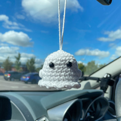 Crochet Ghost Car Charm | Halloween