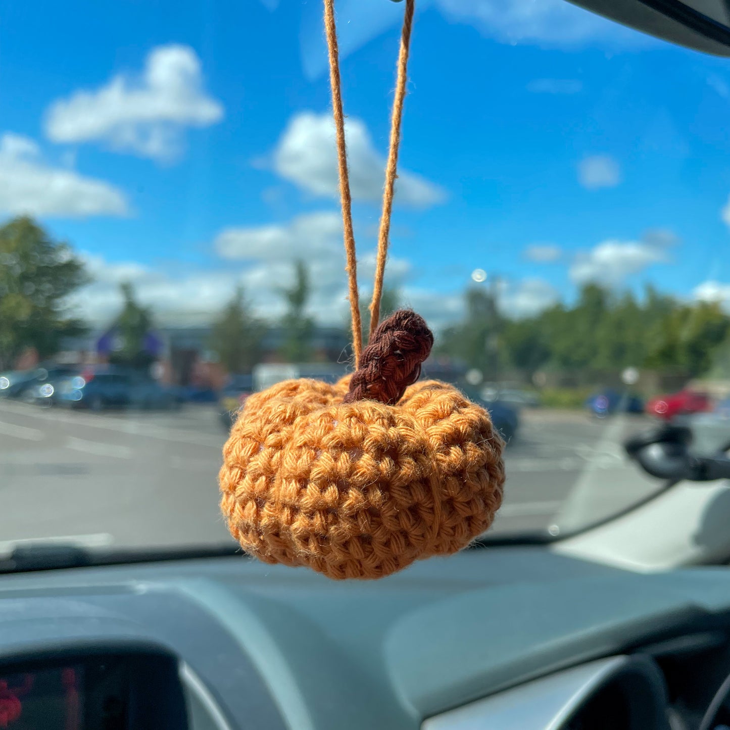 Crochet Pumpkin Car Charm | Halloween