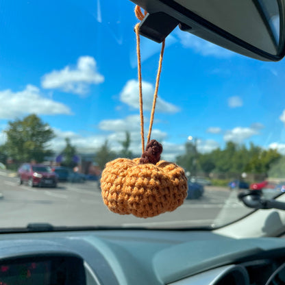 Crochet Pumpkin Car Charm | Halloween