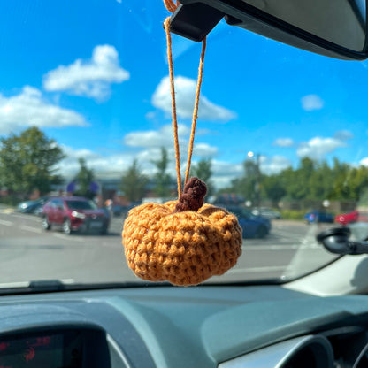 Crochet Pumpkin Car Charm | Halloween