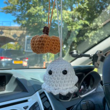 Crochet Ghost Car Charm | Halloween