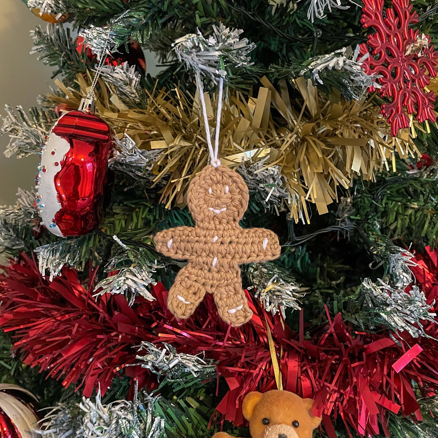 Crochet Gingerbread Christmas Tree Ornament