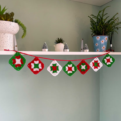 Crochet Granny Square Christmas Garland