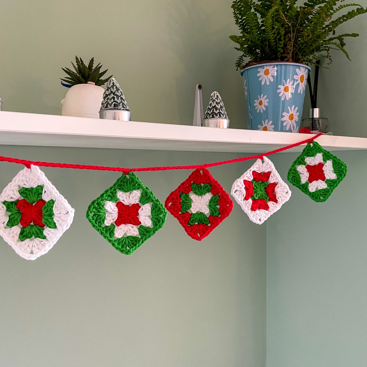 Crochet Granny Square Christmas Garland