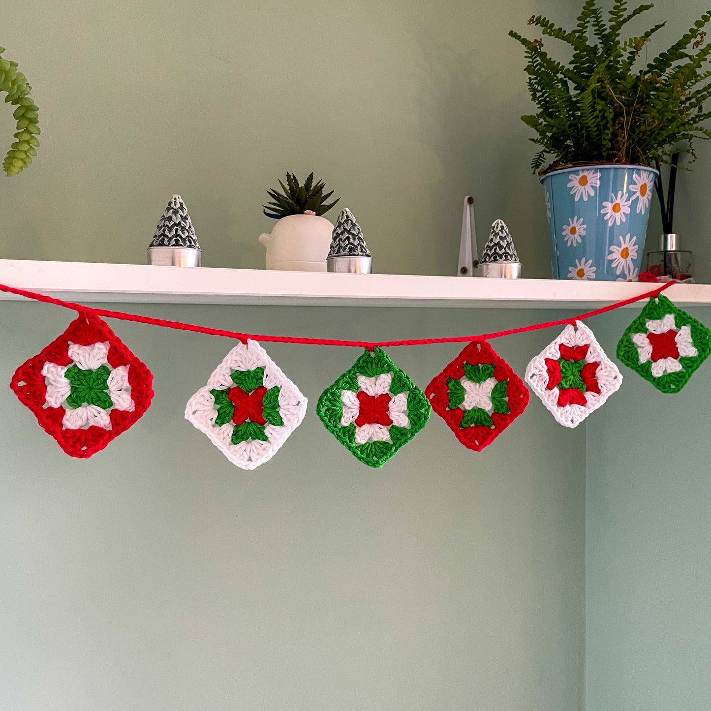 Crochet Granny Square Christmas Garland