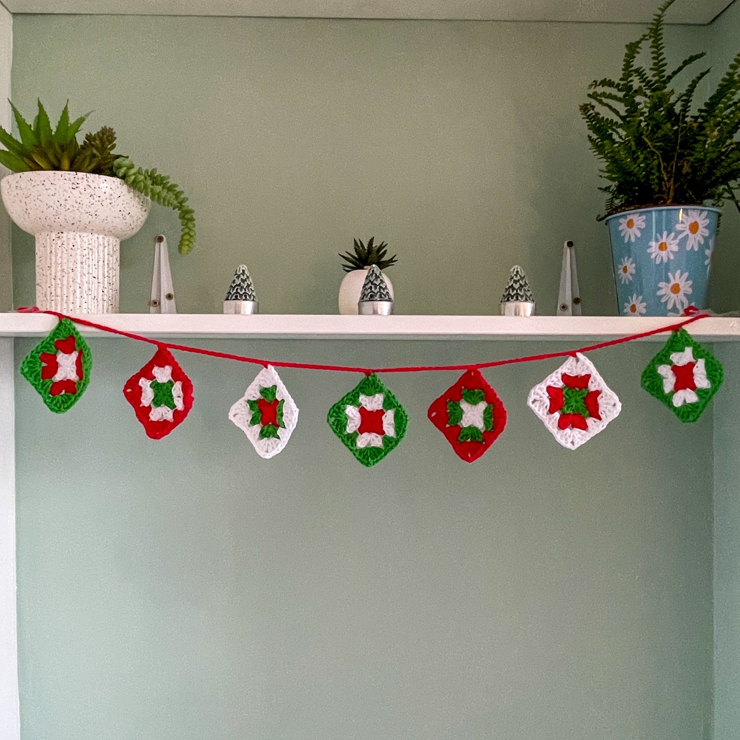 Crochet Granny Square Christmas Garland