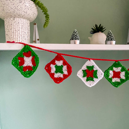 Crochet Granny Square Christmas Garland