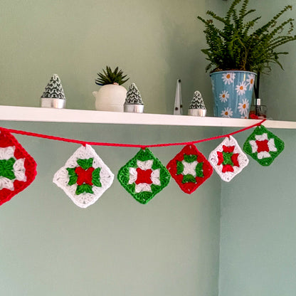 Crochet Granny Square Christmas Garland