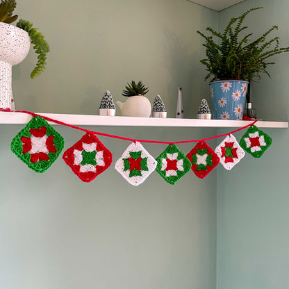 Crochet Granny Square Christmas Garland