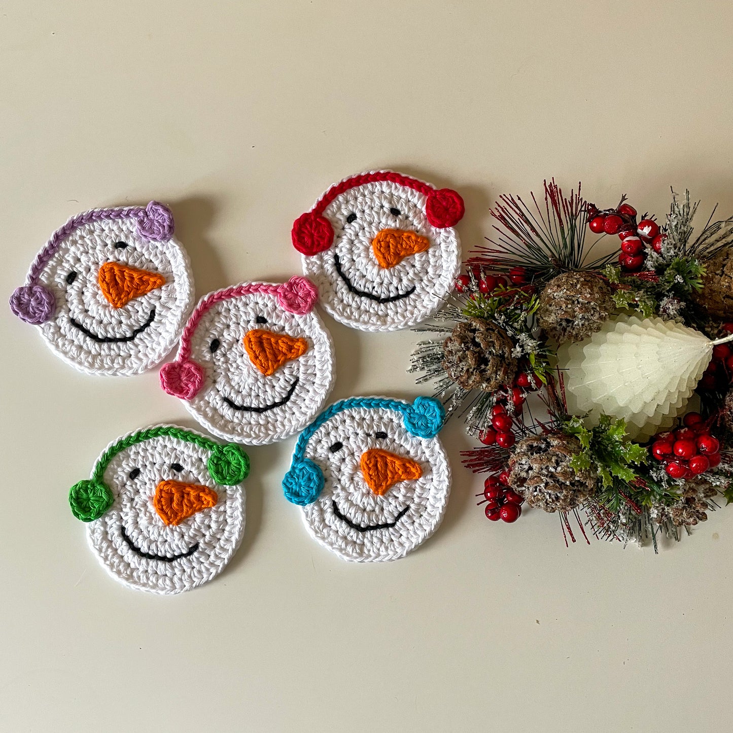 Crochet Snowman Coasters