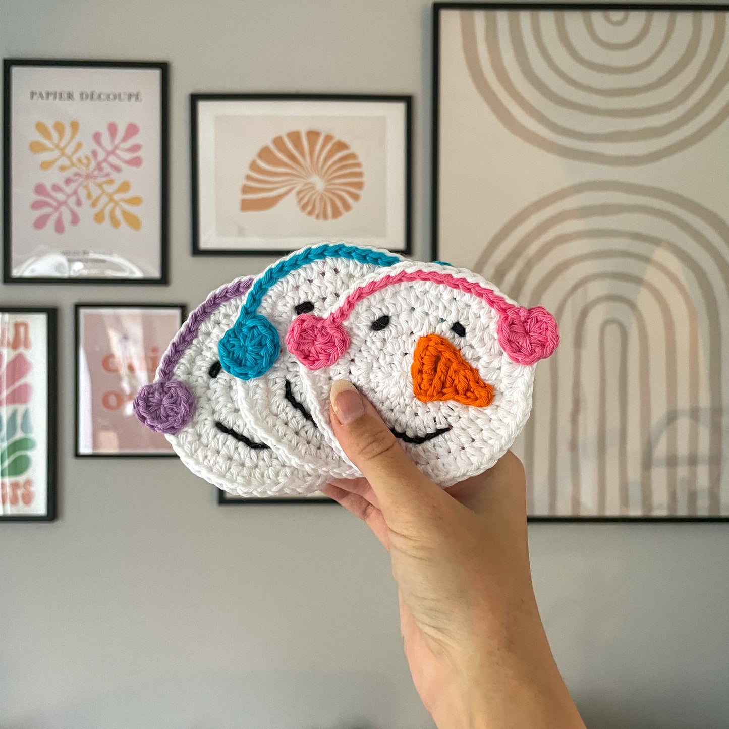 Crochet Snowman Coasters