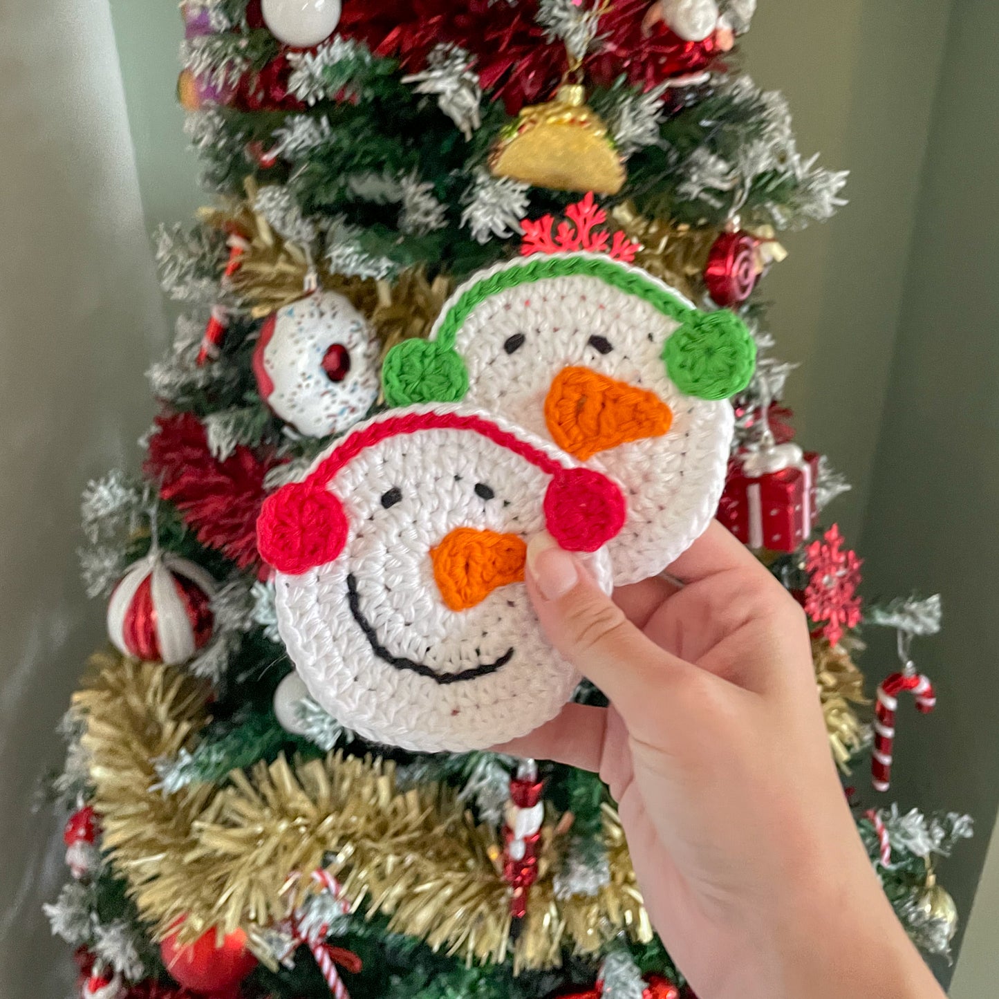 Crochet Snowman Coasters