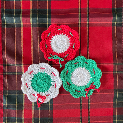 Crochet Christmas Wreath Coasters