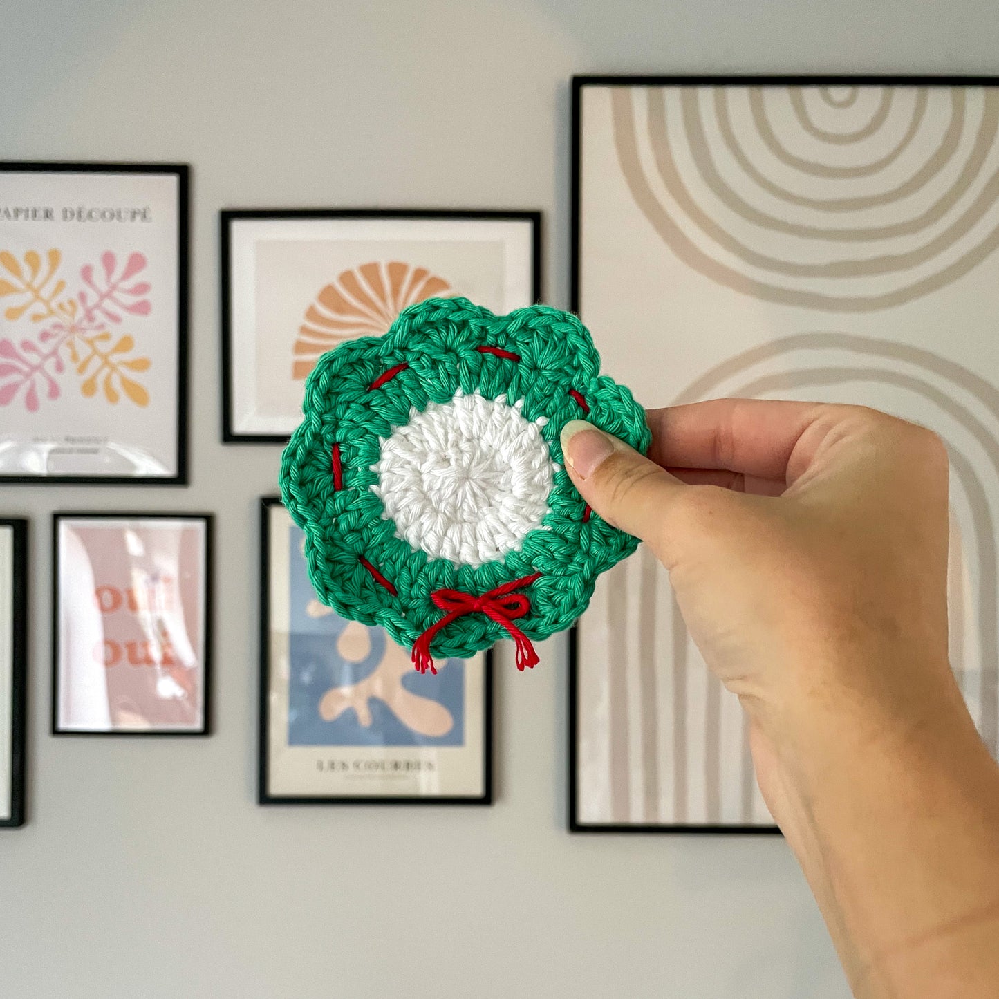 Crochet Christmas Wreath Coasters