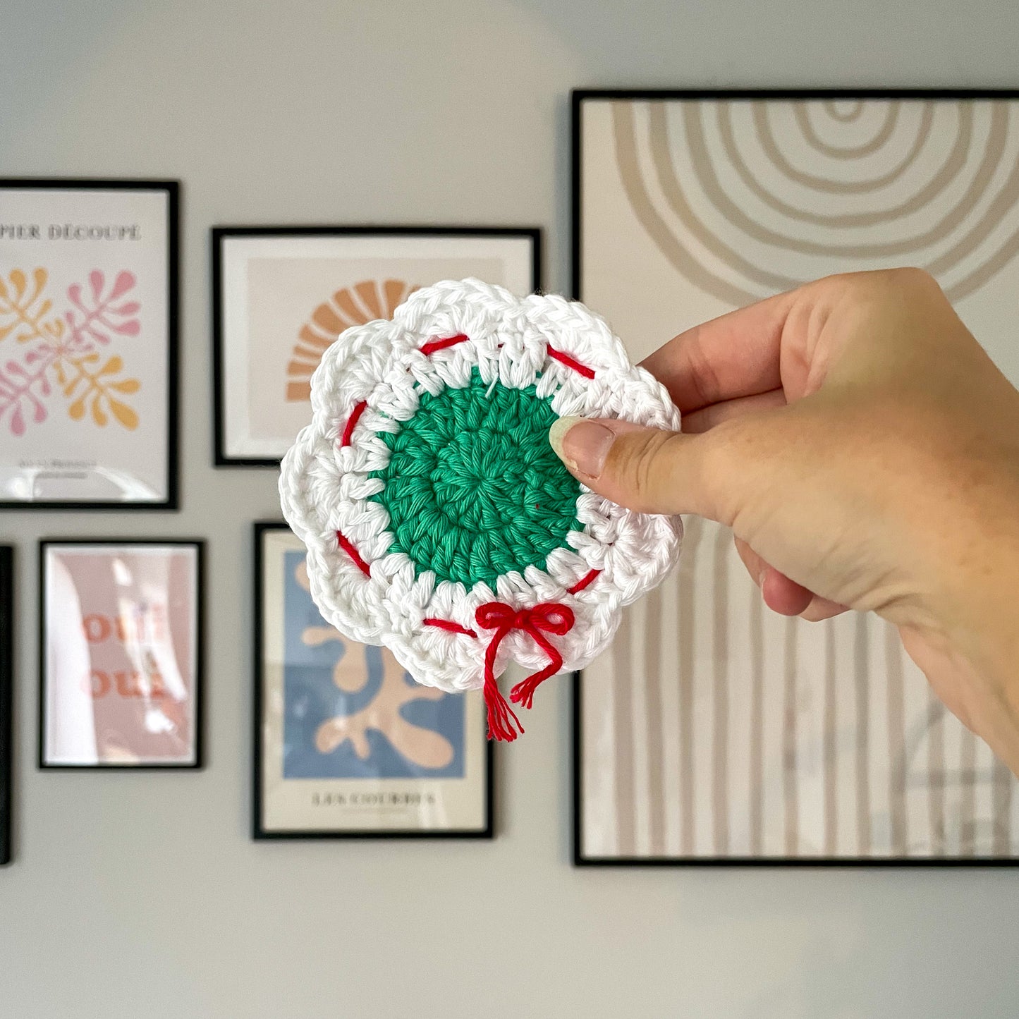 Crochet Christmas Wreath Coasters