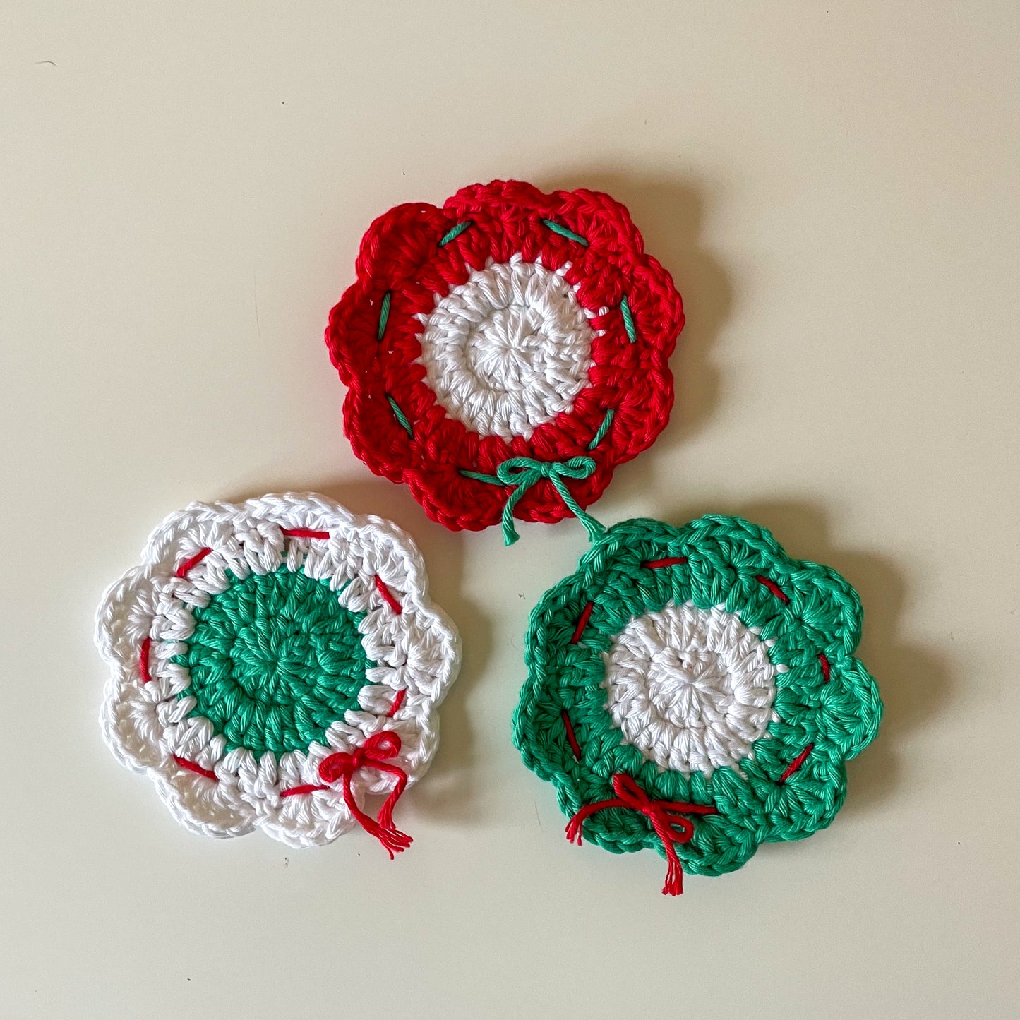 Crochet Christmas Wreath Coasters