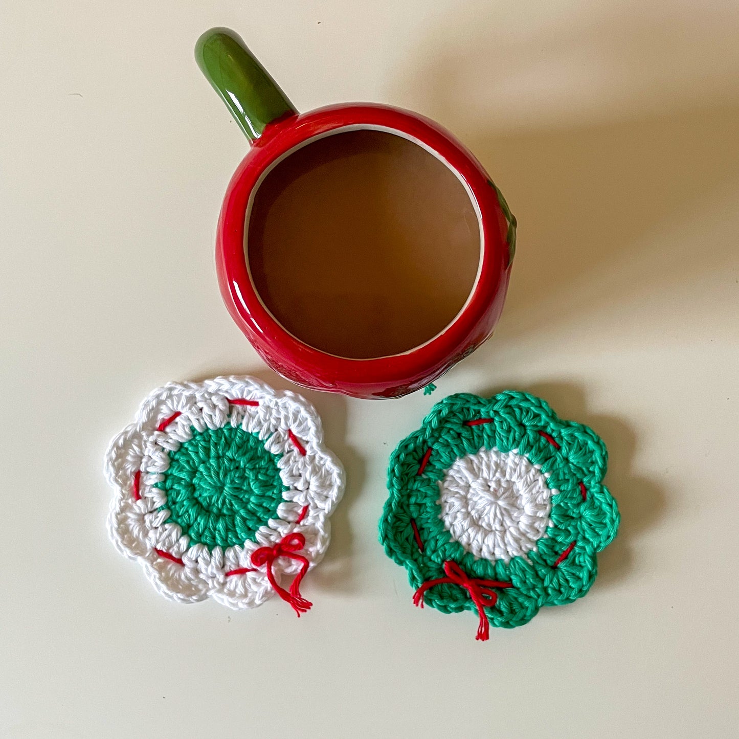 Crochet Christmas Wreath Coasters