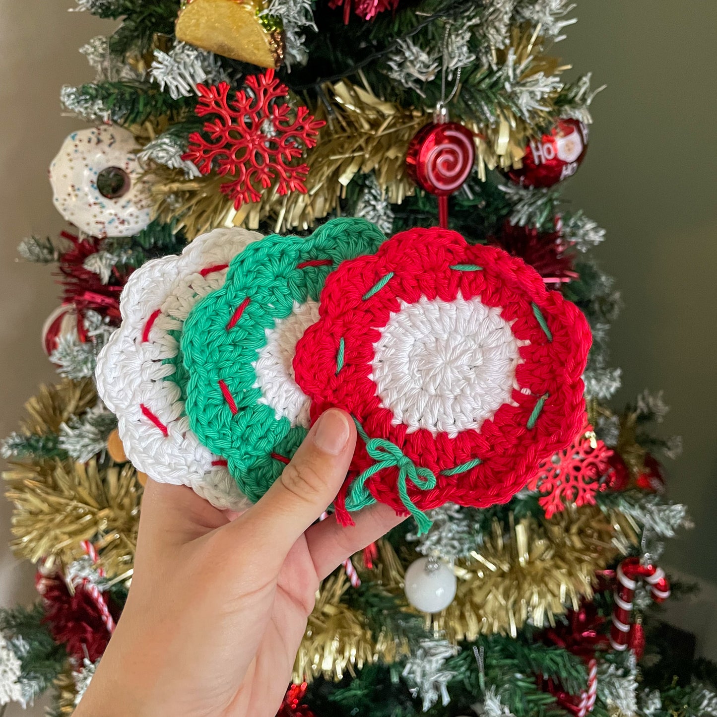 Crochet Christmas Wreath Coasters