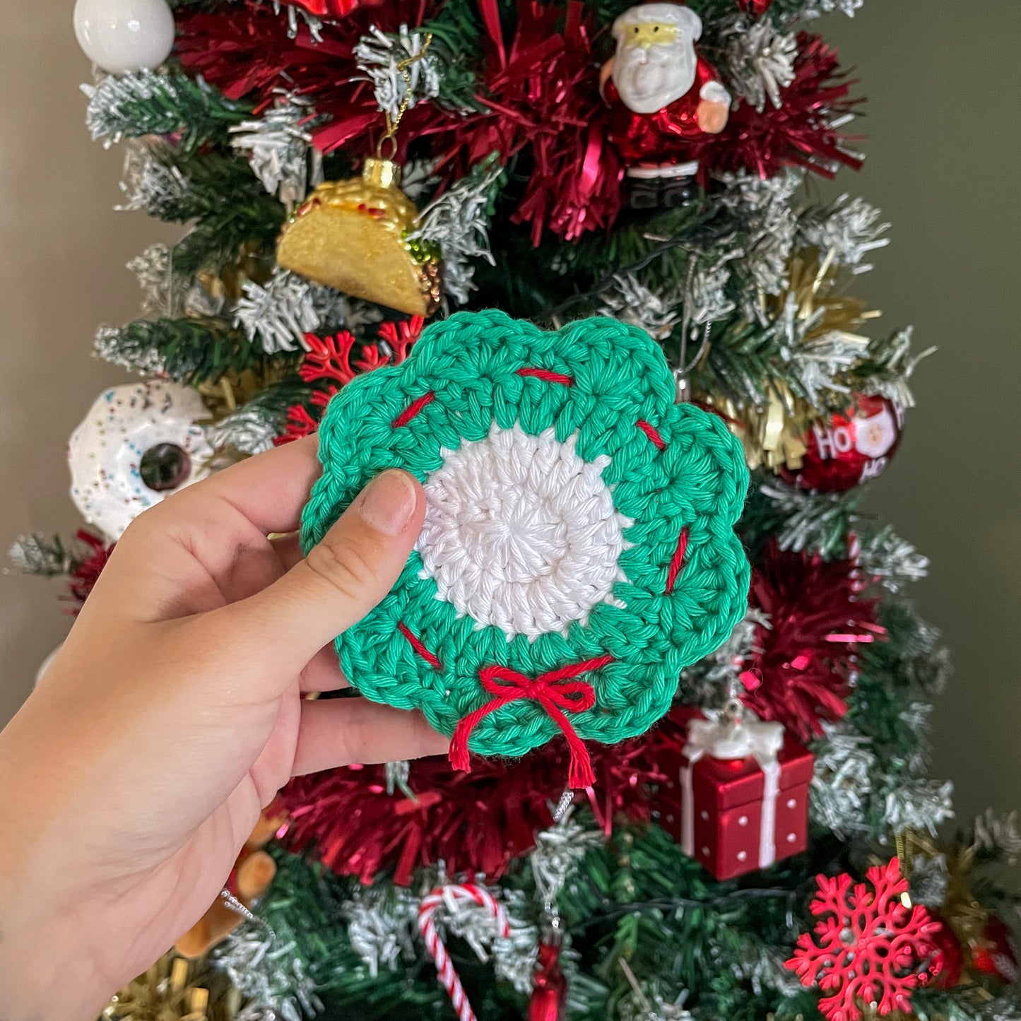 Crochet Christmas Wreath Coasters