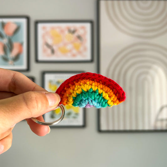 Crochet Rainbow Keychain