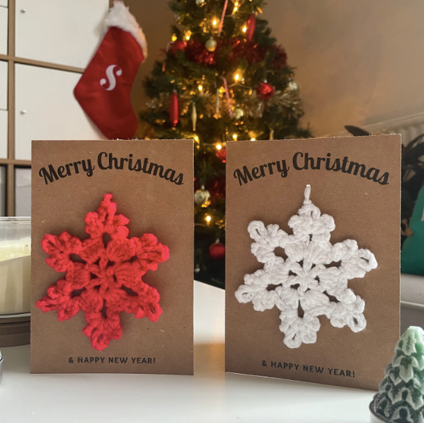 Custom Crochet Snowflake Christmas Cards