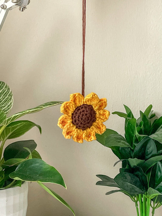 Crochet Sunflower Car Charm