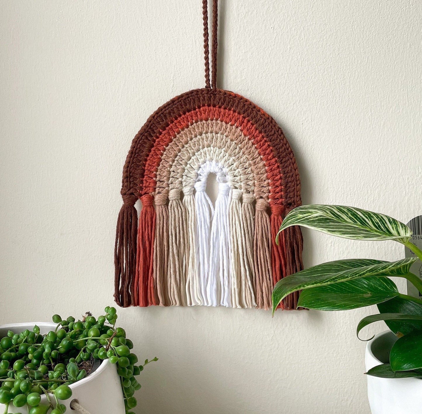 Crochet Rainbow Wall Hanging in Brown