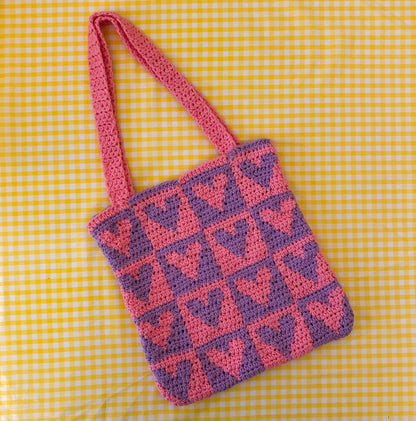 Queen Of Hearts Tote Bag in Pink/Purple