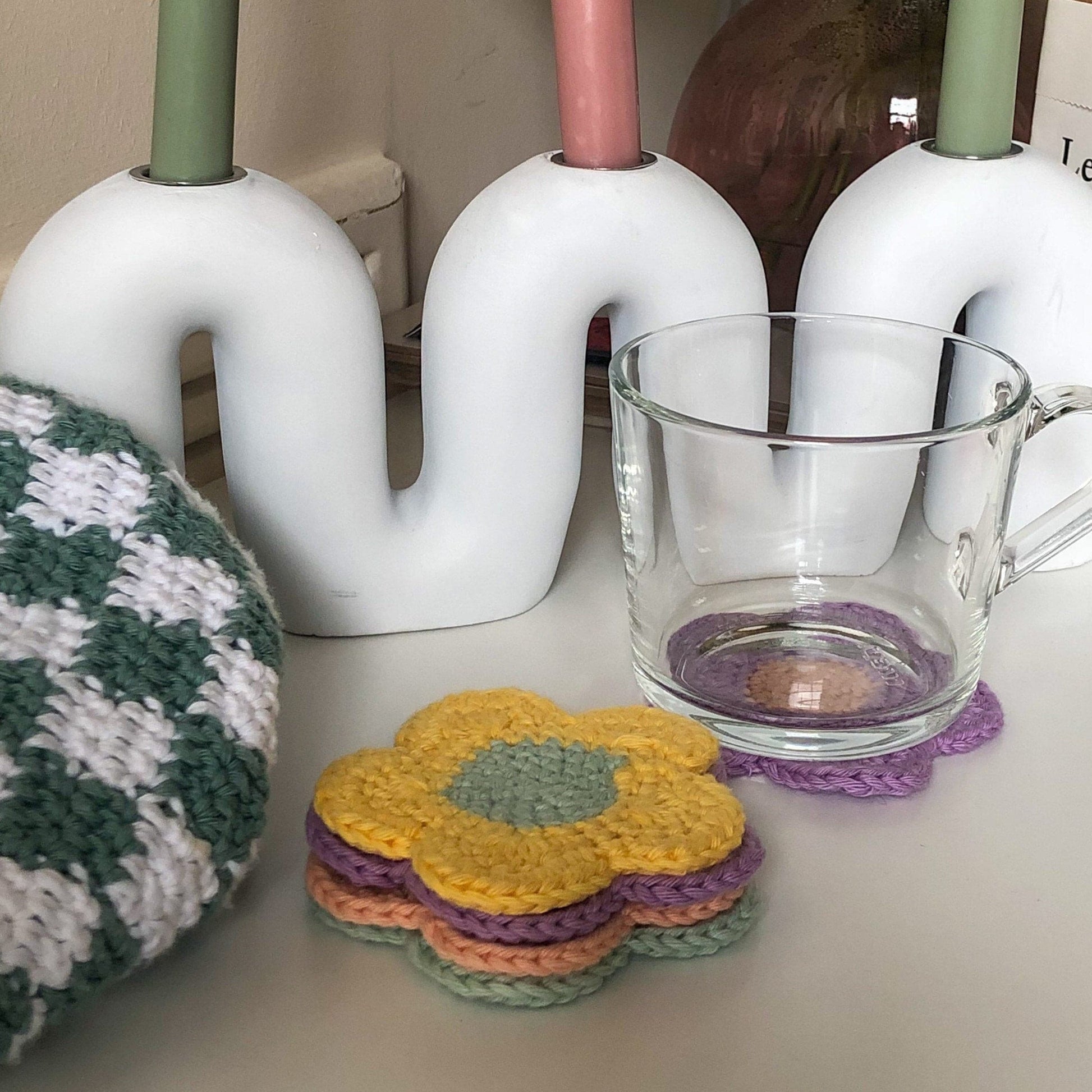 Crochet Flower Coasters | Crochet y2k Home Decor | Handmade Coasters