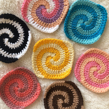 Crochet Spiral Coasters | Crochet y2k Home Decor | Handmade Coasters