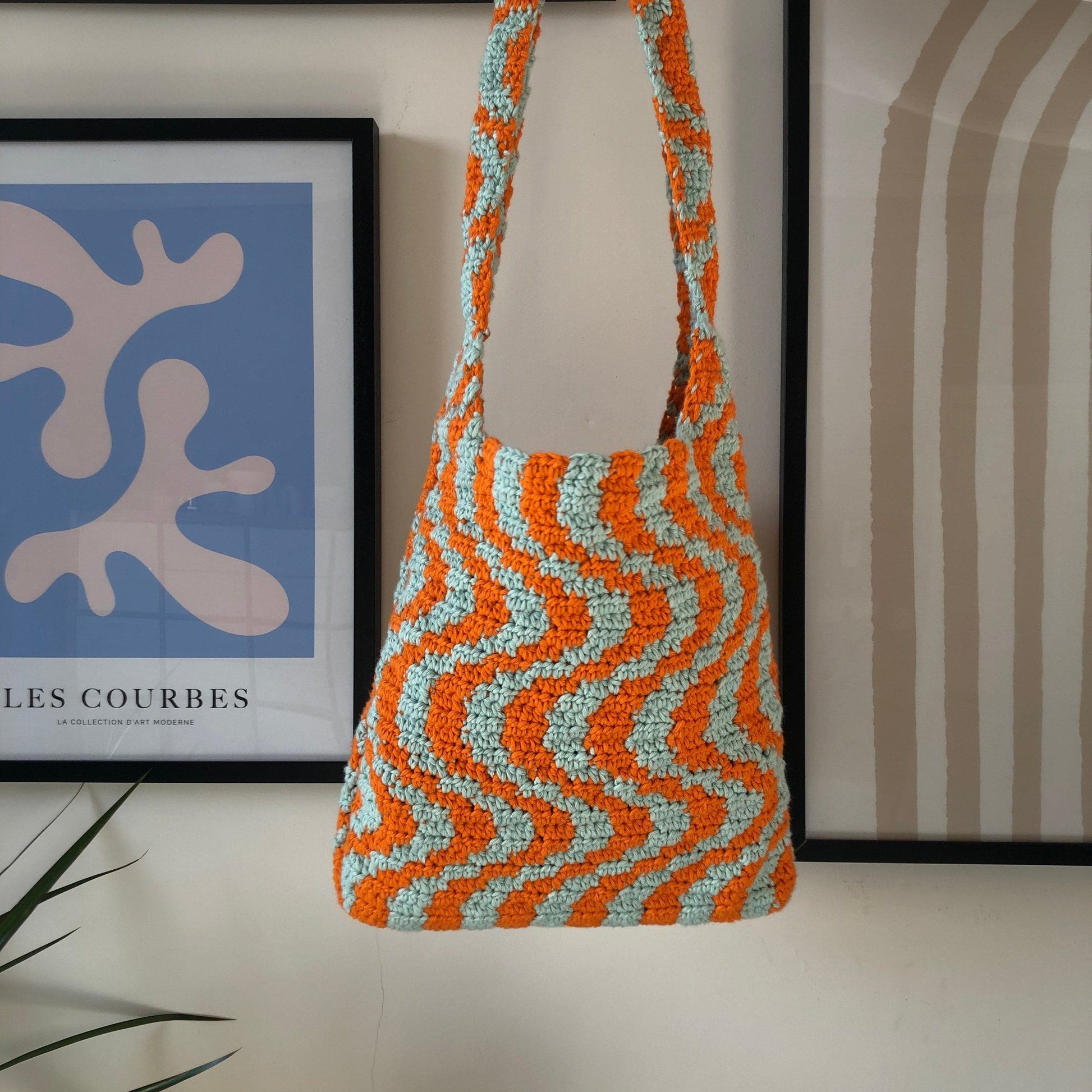 Psychedelic Crochet Tote Bag | Wavy y2k Bag 