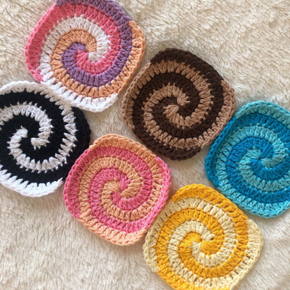 Crochet Spiral Coasters | Crochet y2k Home Decor | Handmade Coasters