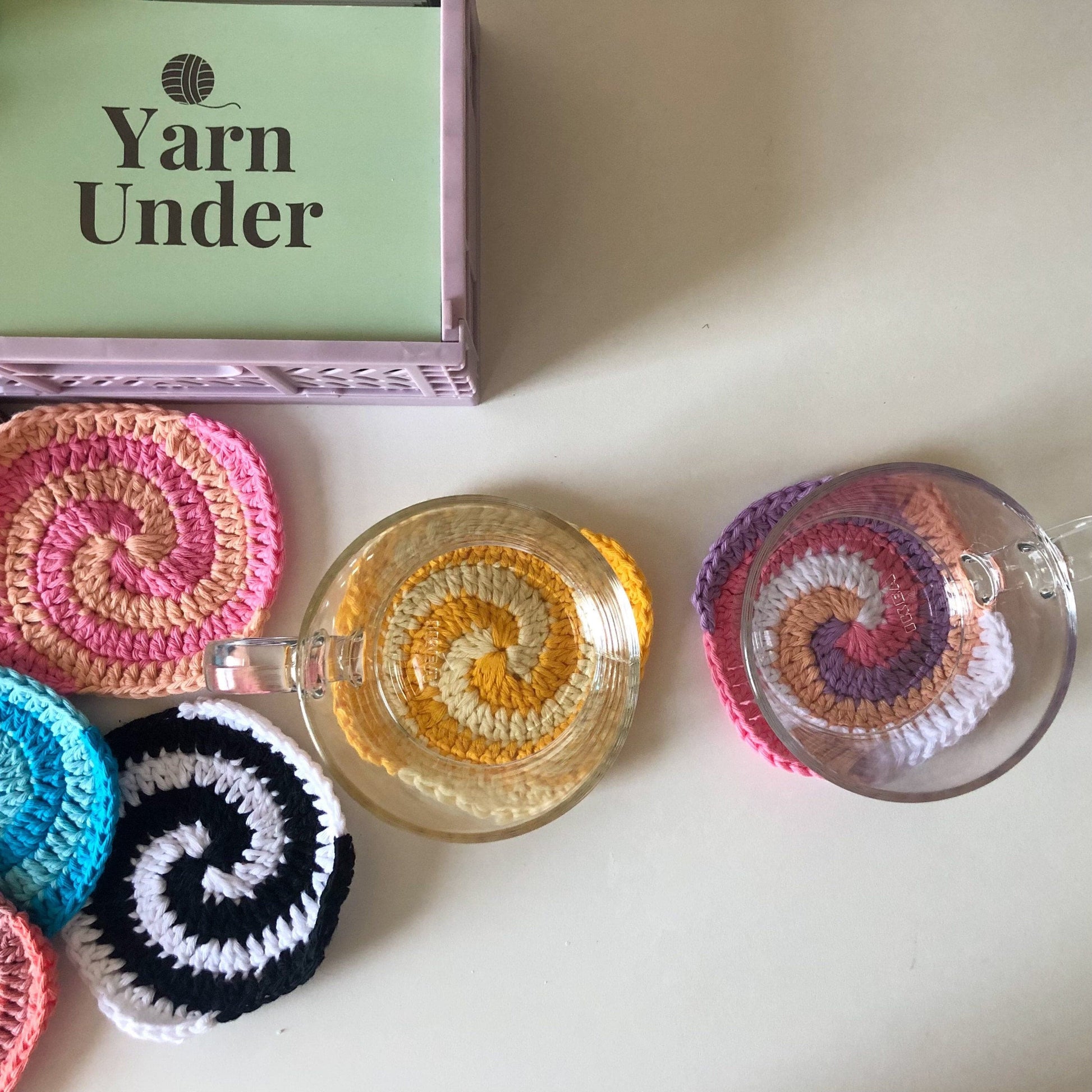 Crochet Spiral Coasters | Crochet y2k Home Decor | Handmade Coasters